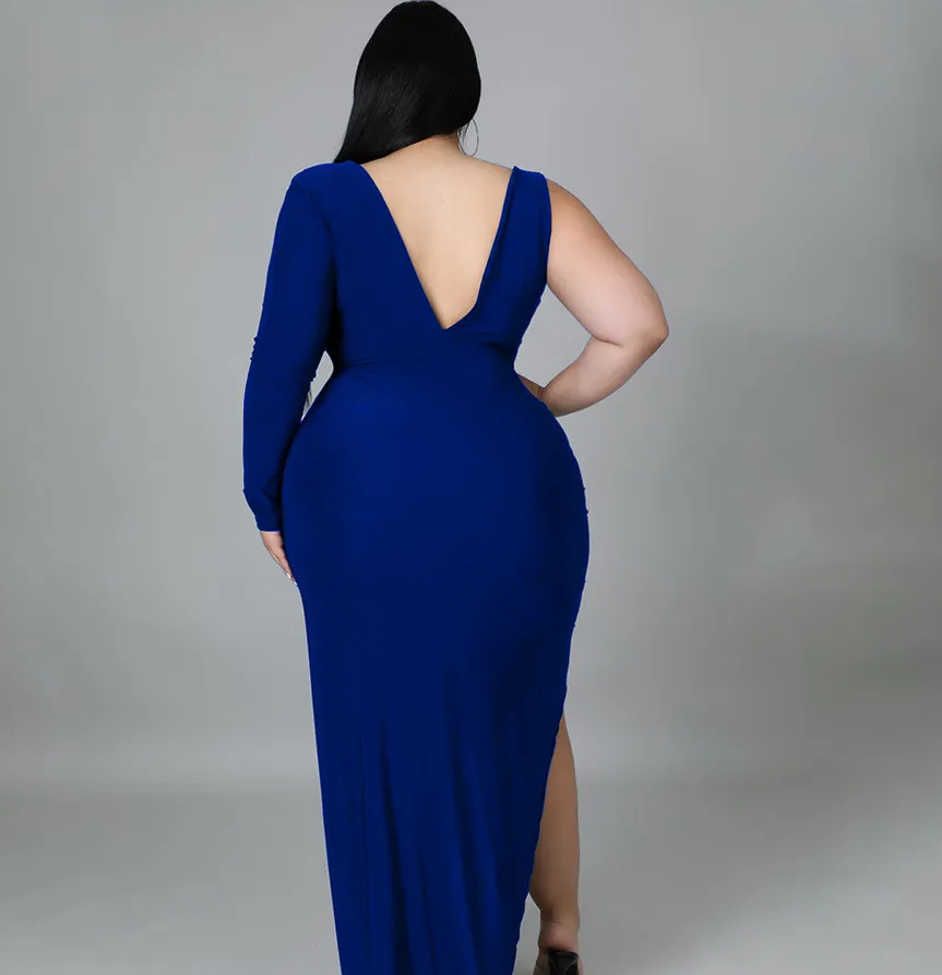 Foxy Plus Size Cutout One Shoulder Maxi Dress maxi dress Castello Clothing Line