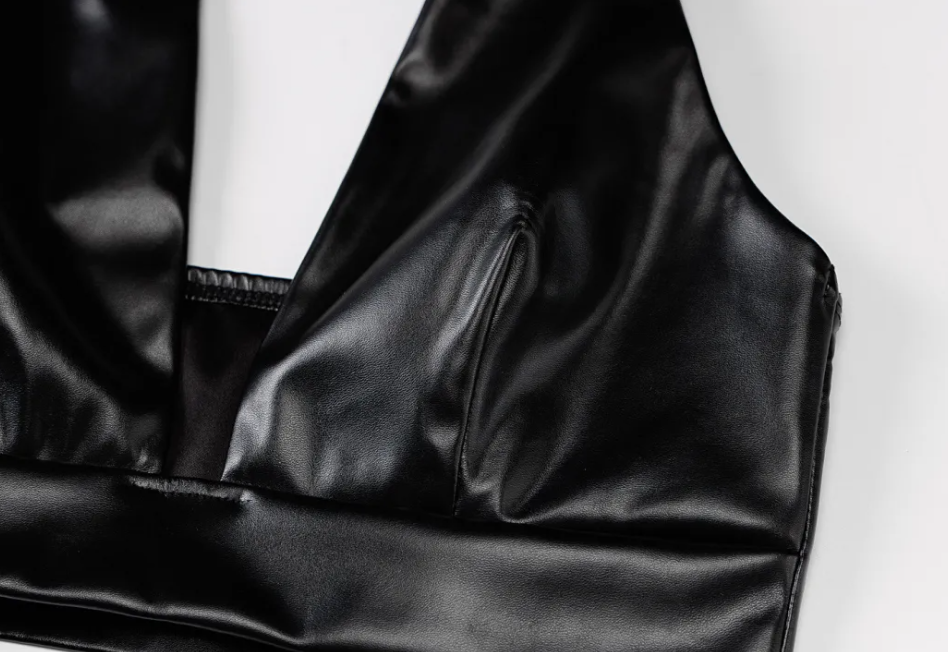 Faux Leather Crop Top and Pants Set Castello Clothing Line