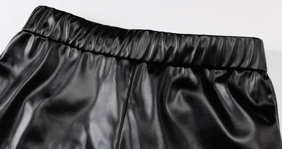 Faux Leather Crop Top and Pants Set Castello Clothing Line