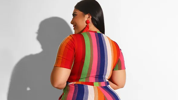 Plus Size 2-Piece Stripe Top & Wide Leg Pants Set Castello Clothing Line