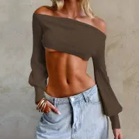 Barely Behaving Off-Shoulder Crop Top Castello Clothing Line