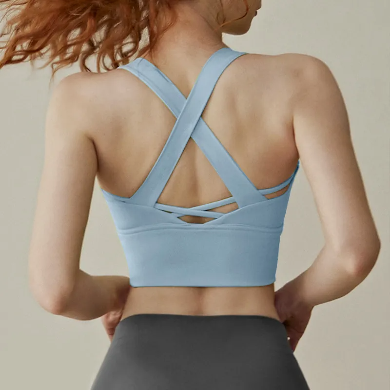 Ciri Strappy Crossback Longline Sports Bra sports top & bras Castello Clothing Line