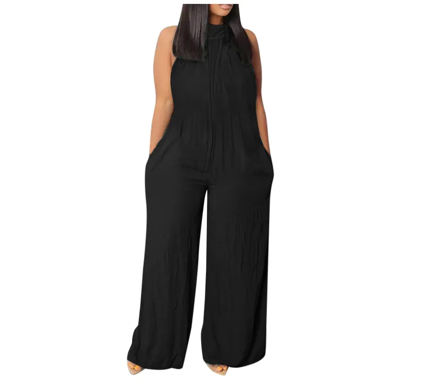 Noa Sleeveless Gathered High Neck Wide-Leg Jumpsuit women jumpsuits Castello Clothing Line