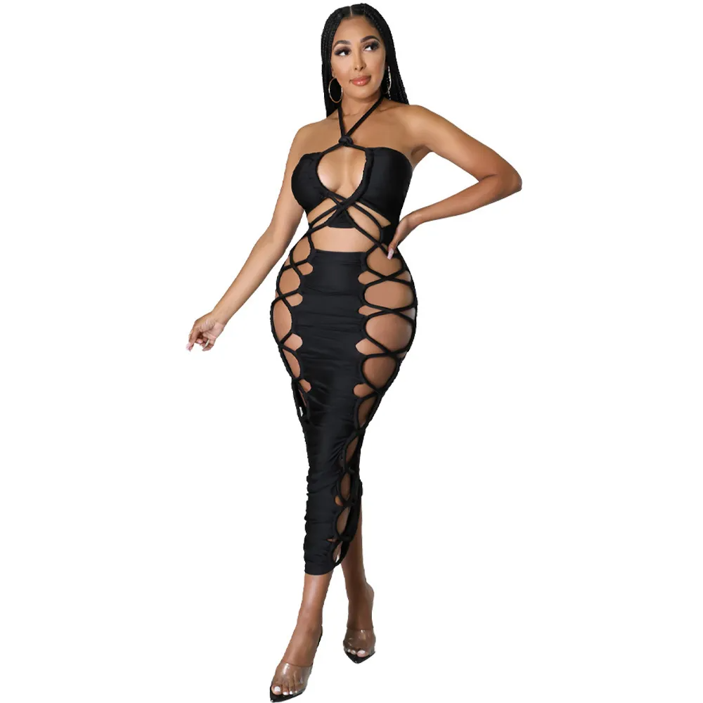 Vanessa Halter Lace-Up Cutout Bodycon Midi Dress midi dress Castello Clothing Line
