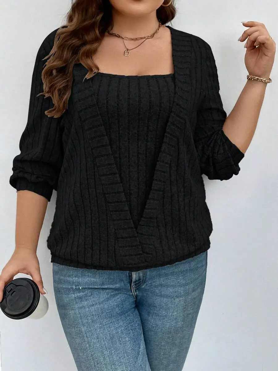 Lust Ribbed Knit Layered Long Sleeve Top Castello Clothing Line