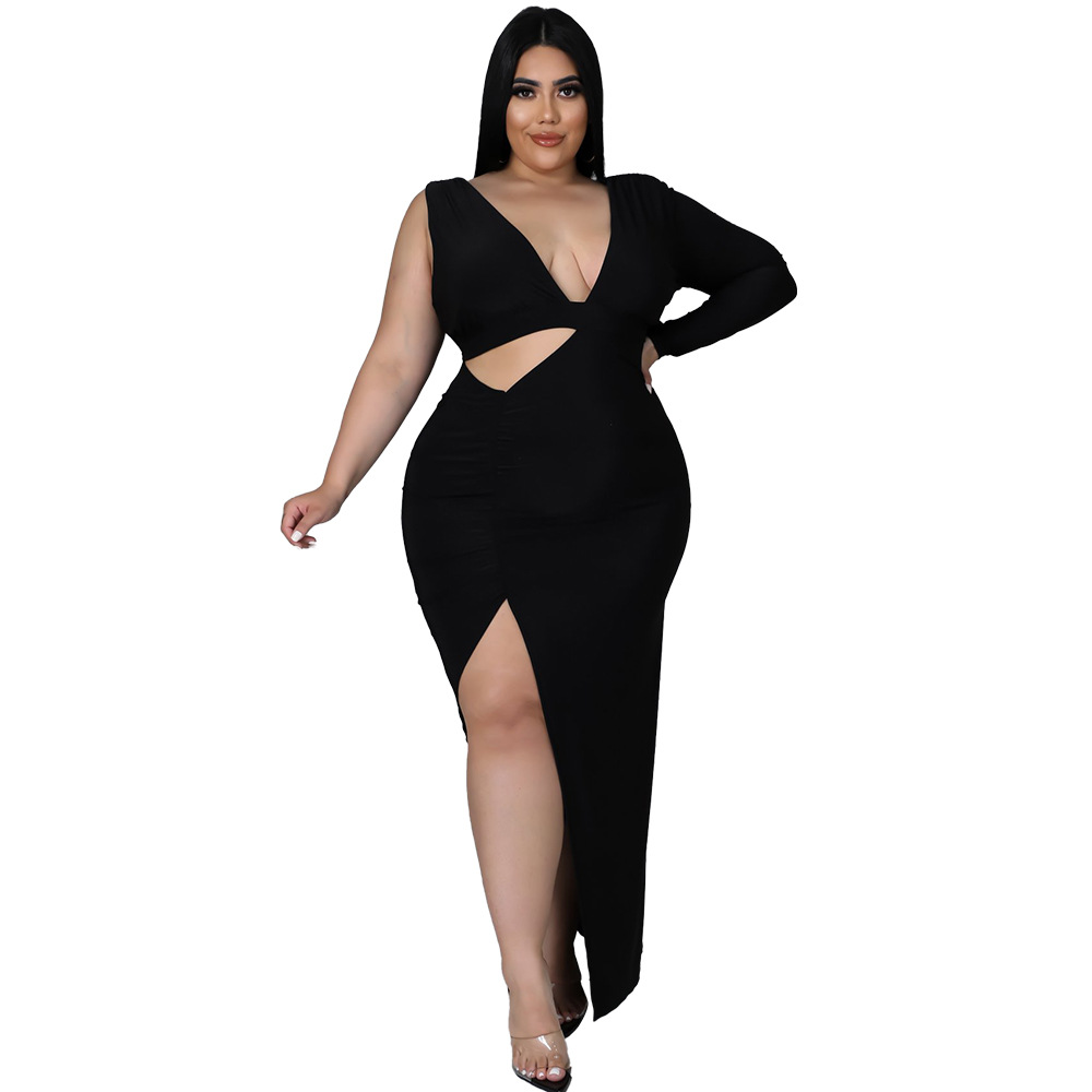 Foxy Plus Size Cutout One Shoulder Maxi Dress maxi dress Castello Clothing Line