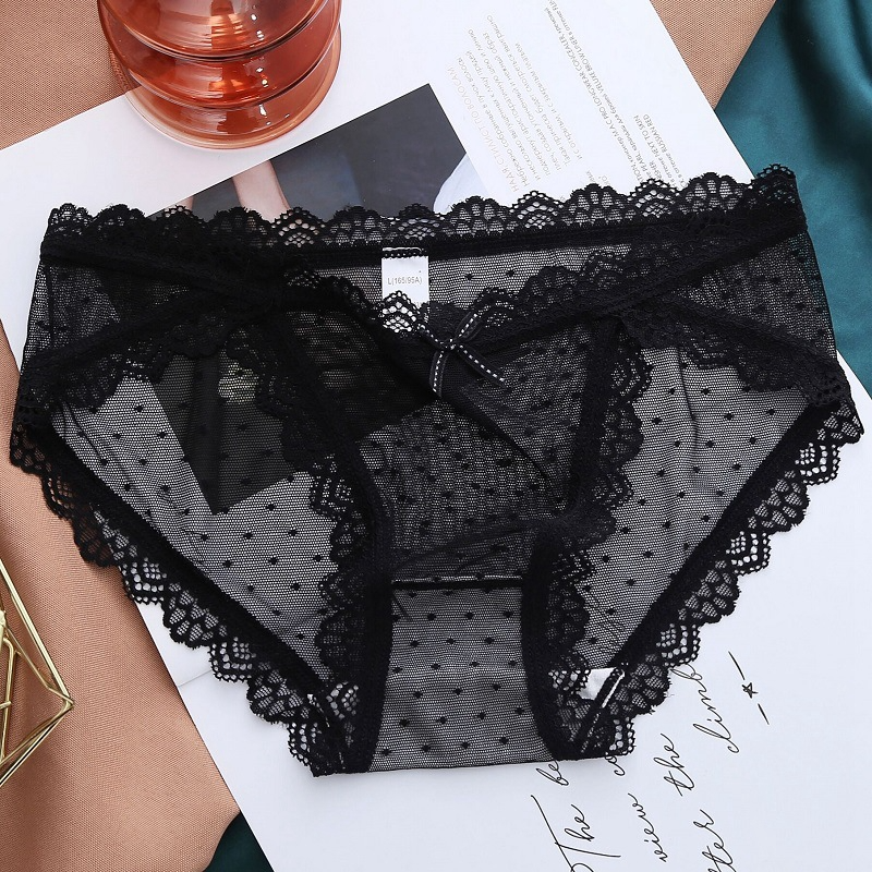 Lace Cheeky Panty - Low Waist, Color Block Lace Trim - Cotton/Nylon Castello Clothing Line
