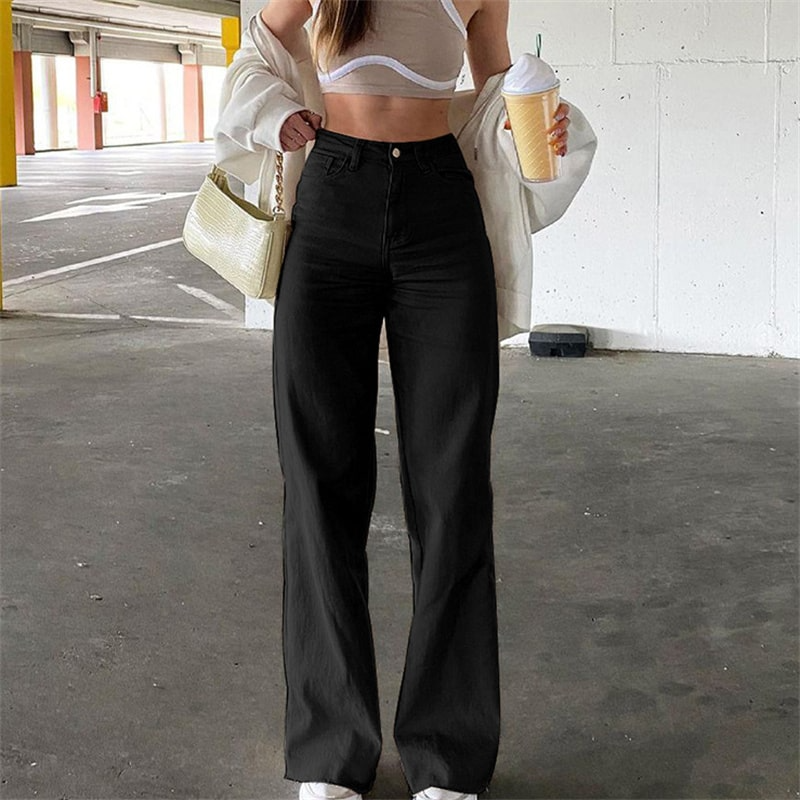 Zinnia High-Waisted Straight-Leg Denim Pants pants Castello Clothing Line