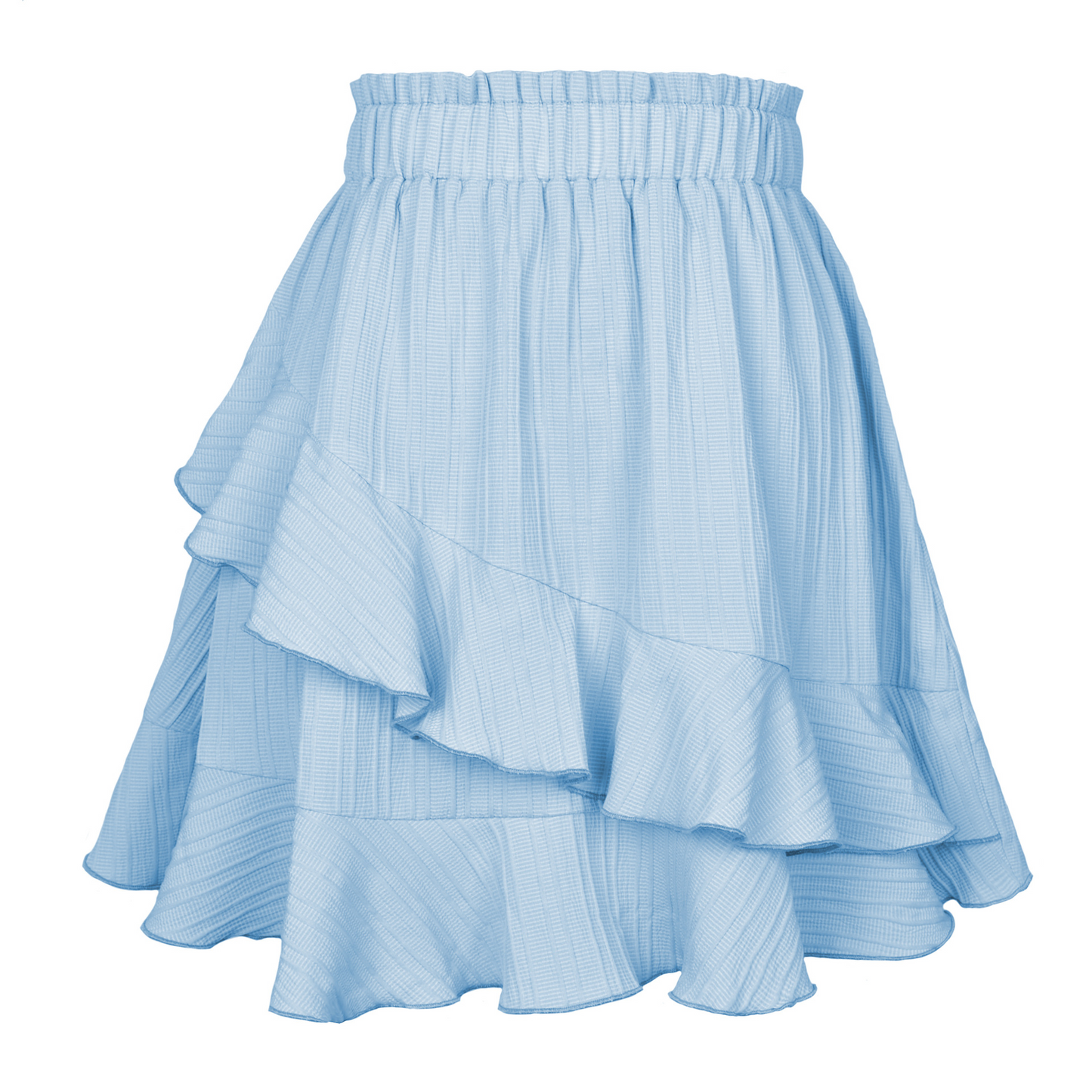 Layered Ruffle Flare Skirt - High Waist, Loose Fit, Polyester/Spandex Castello Clothing Line