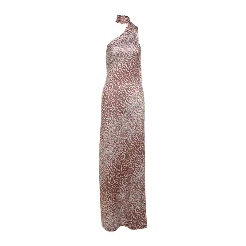Amara Leopard Print Backless Halter Maxi Dress maxi dress Castello Clothing Line