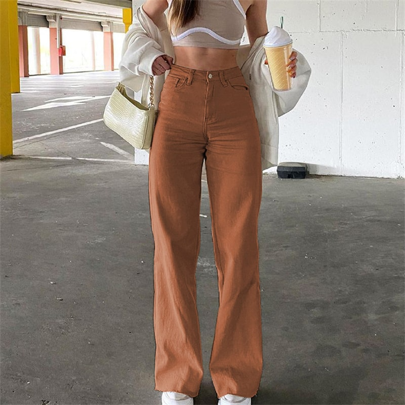 Zinnia High-Waisted Straight-Leg Denim Pants pants Castello Clothing Line