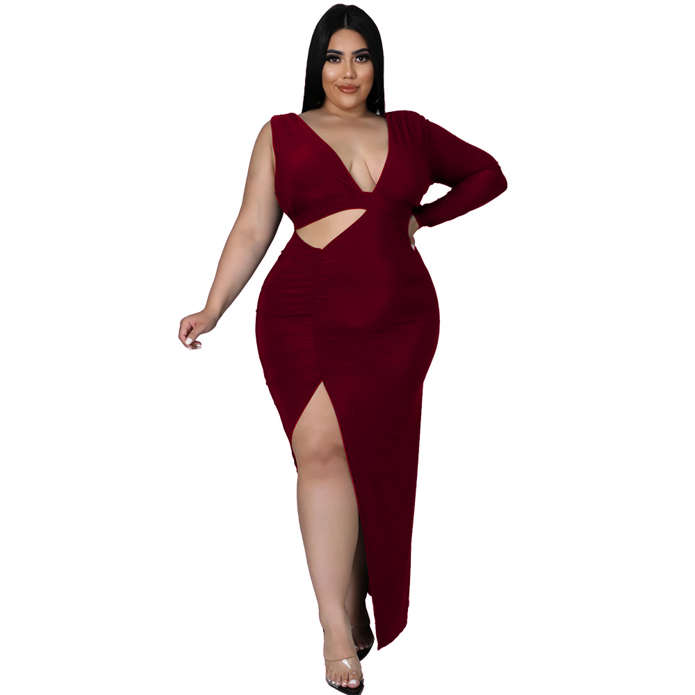 Foxy Plus Size Cutout One Shoulder Maxi Dress maxi dress Castello Clothing Line