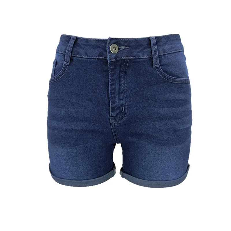 Impulse High-Waist Rolled Hem Denim Shorts Castello Clothing Line