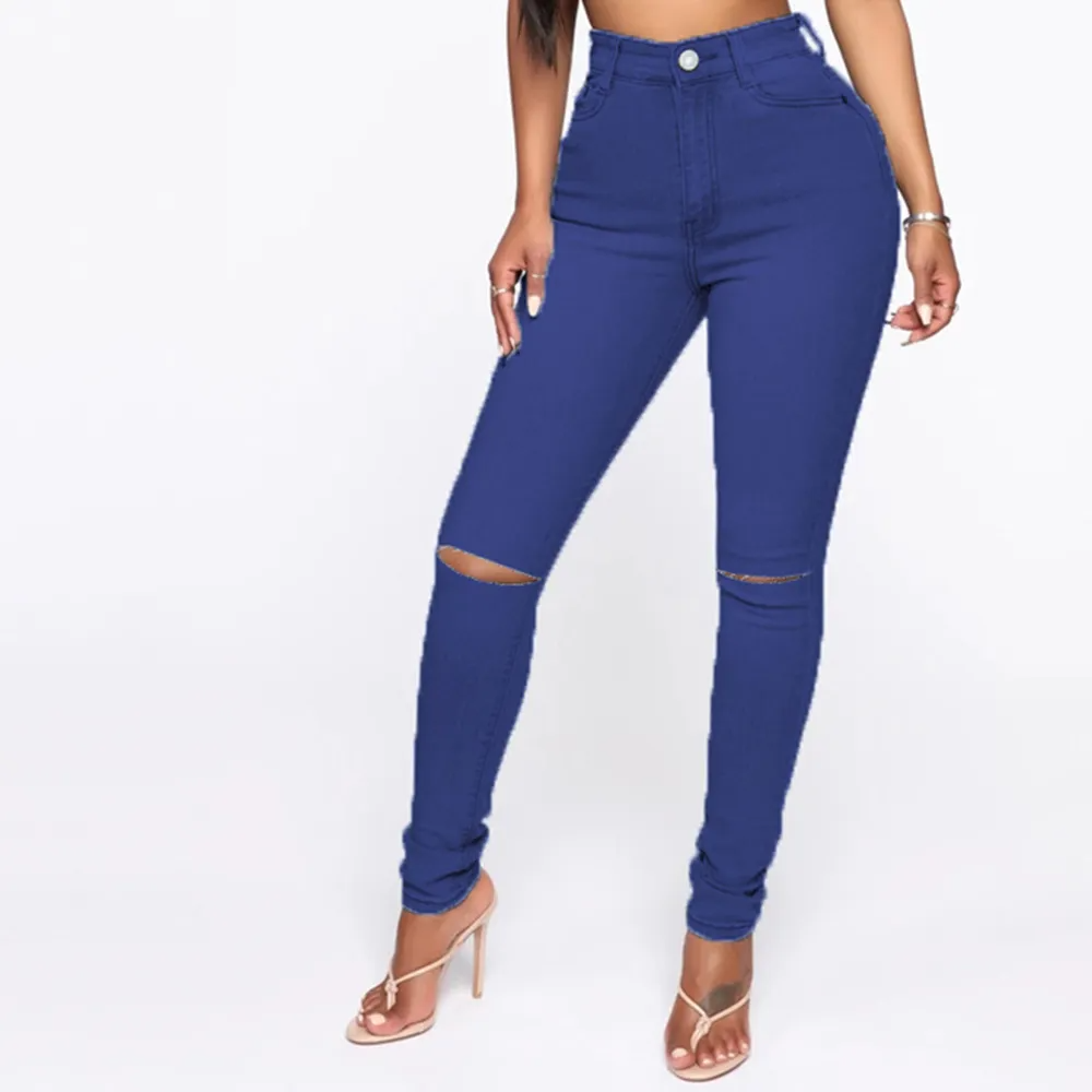 High Waist Ripped Skinny Jeans Castello Clothing Line