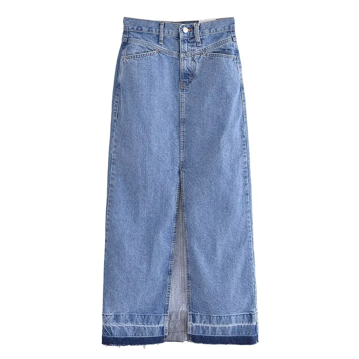 Chic Stroll Denim Maxi Skirt Castello Clothing Line