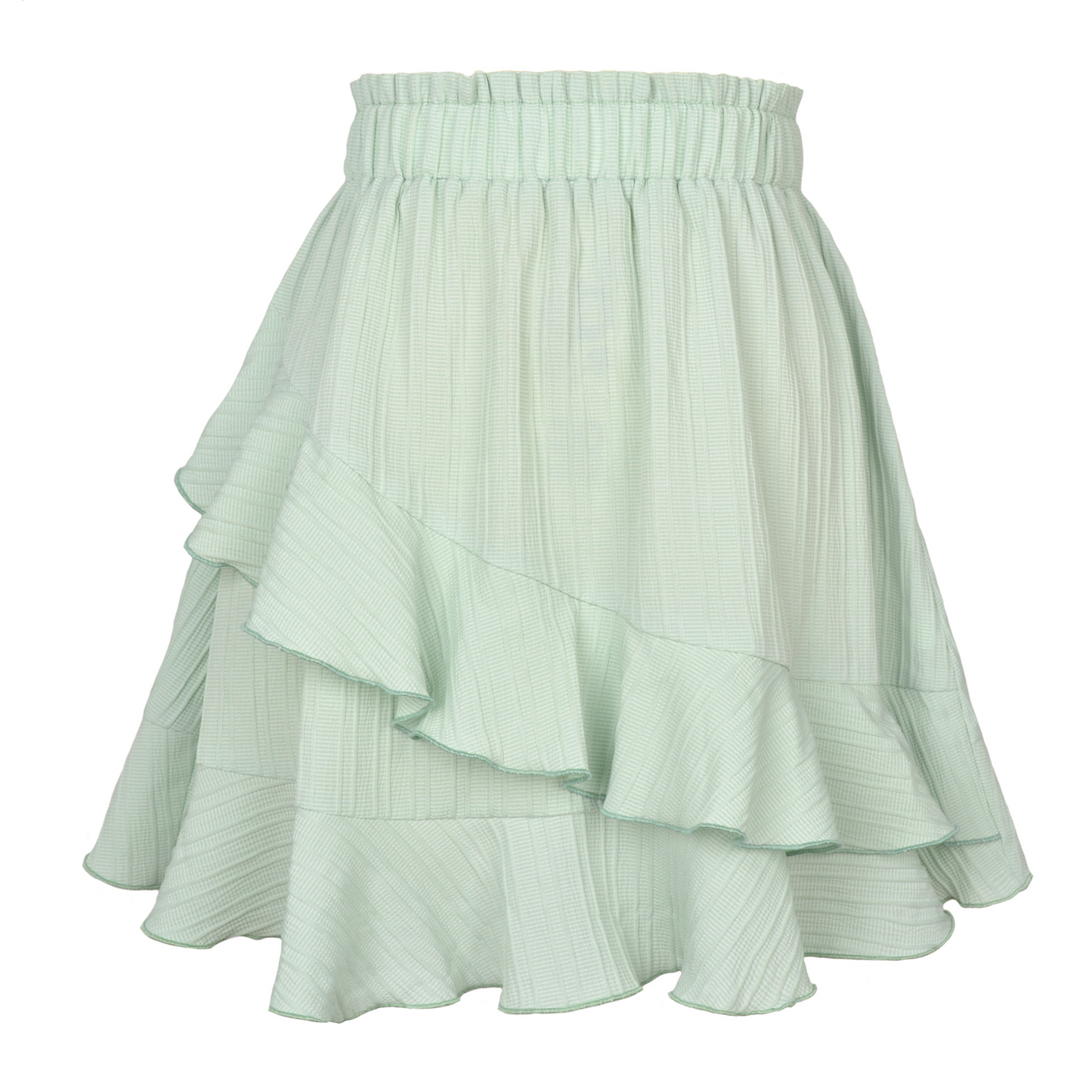 Layered Ruffle Flare Skirt - High Waist, Loose Fit, Polyester/Spandex Castello Clothing Line