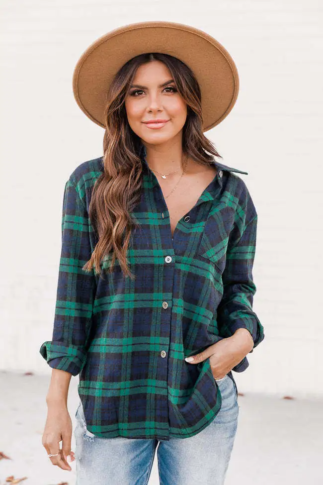 Plaid Perfection Long Sleeve Button-Up Shirt Castello Clothing Line