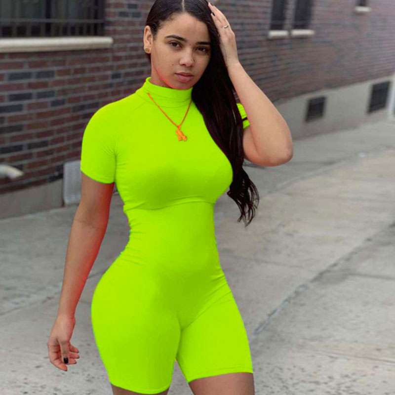 Sleek Siren High-Neck Zip-Back Bodycon Romper Castello Clothing Line