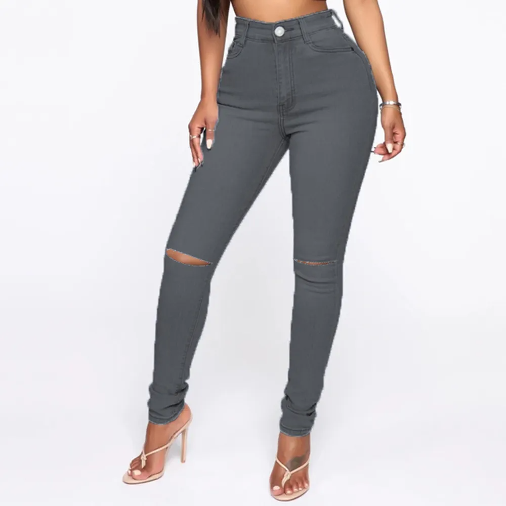 High Waist Ripped Skinny Jeans Castello Clothing Line