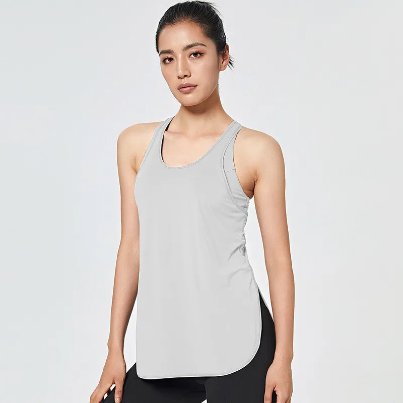 Hani Sleeveless Racerback Split Hem Longline Tank Top workout tops and t-shirts Castello Clothing Line