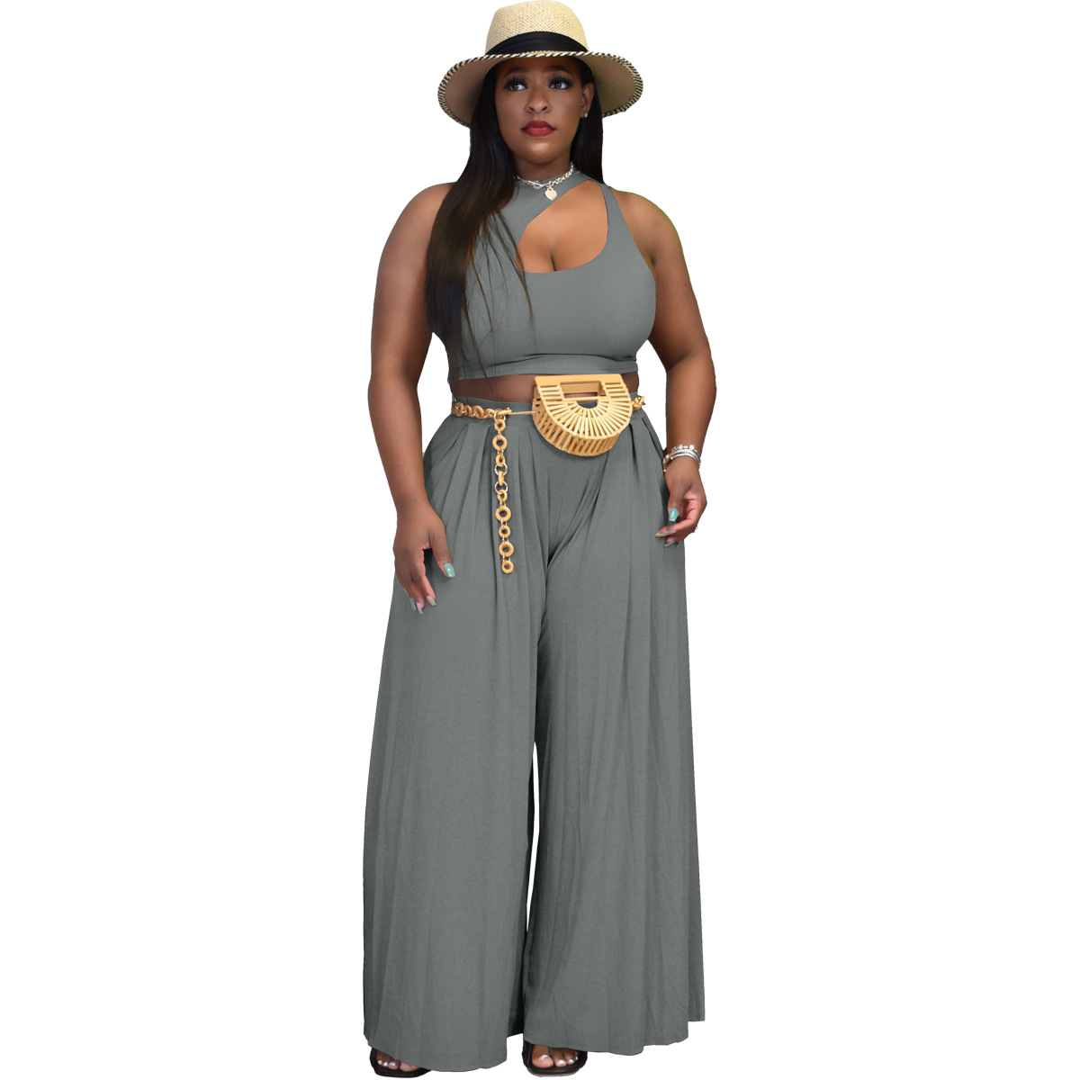 Trendy 2-Piece Wide Leg Pants Set Castello Clothing Line
