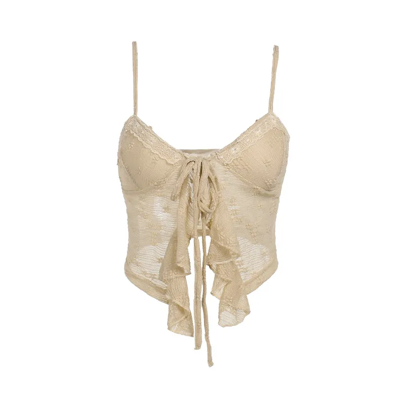 Frill Seeker Lace-Up Bustier Top Castello Clothing Line