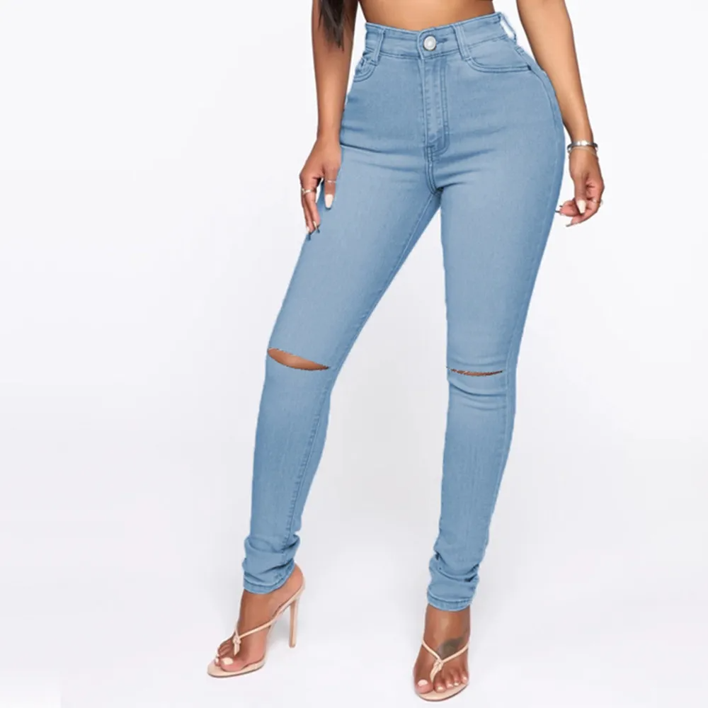 High Waist Ripped Skinny Jeans Castello Clothing Line