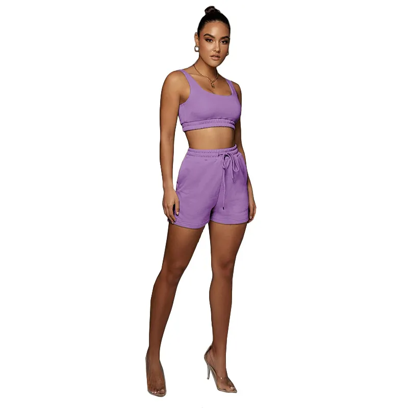 Glow Scoop Neck Crop Top & Drawstring Shorts Set Castello Clothing Line
