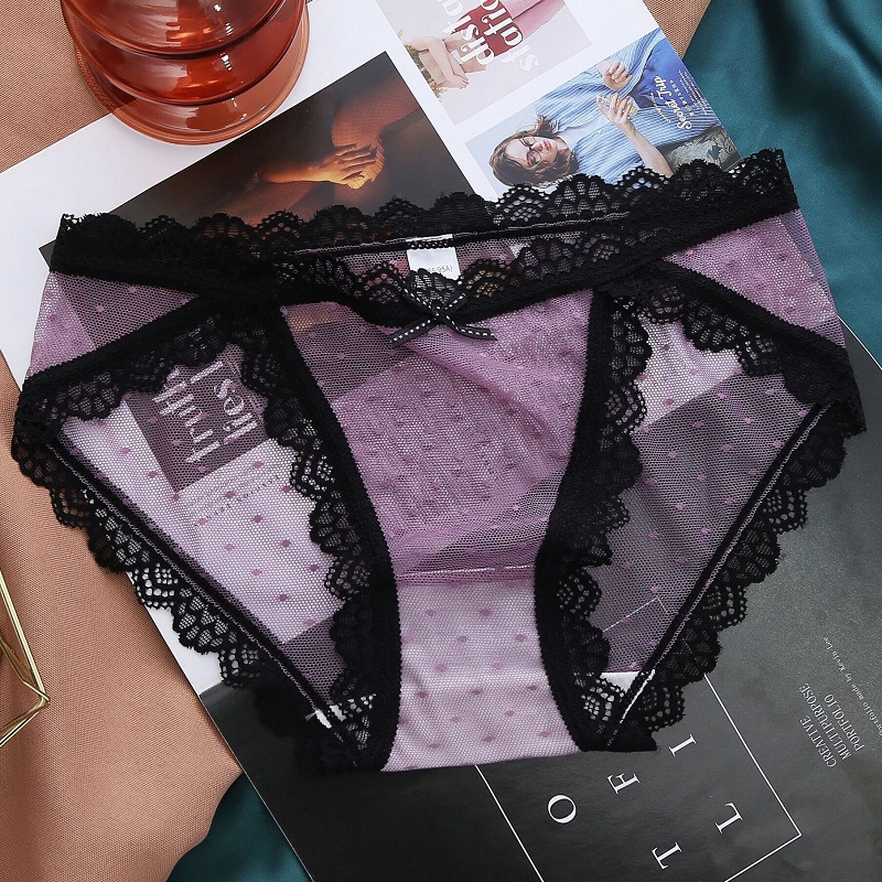 Lace Cheeky Panty - Low Waist, Color Block Lace Trim - Cotton/Nylon Castello Clothing Line