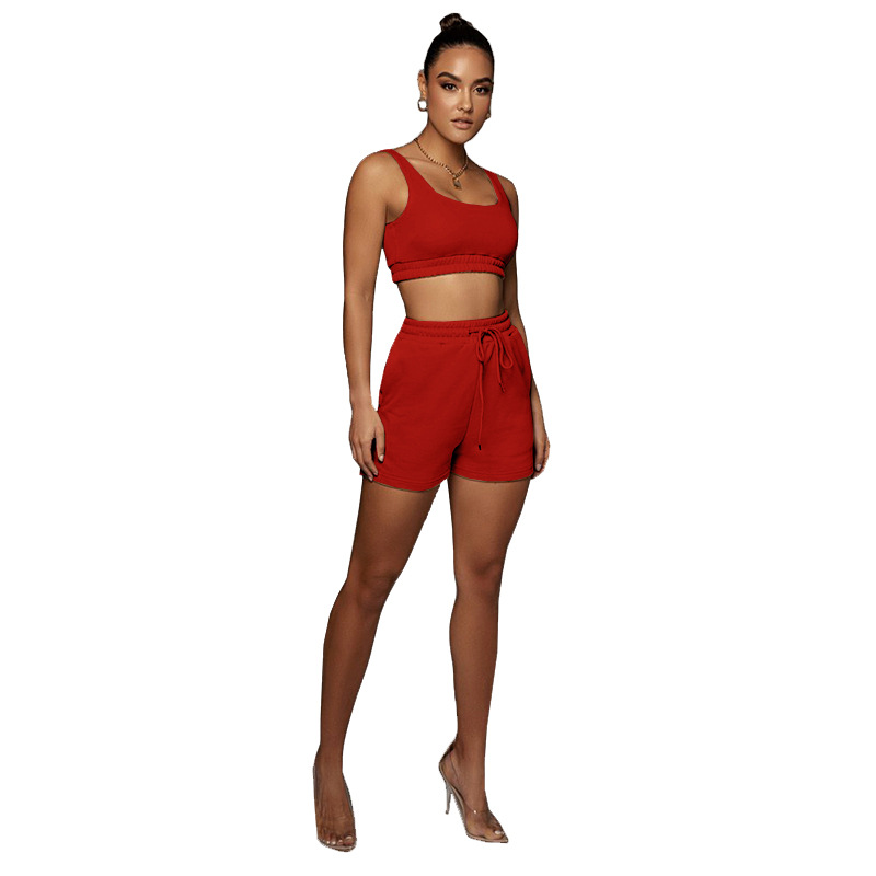 Glow Scoop Neck Crop Top & Drawstring Shorts Set Castello Clothing Line
