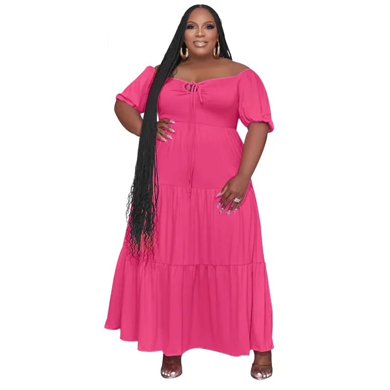 Lorelei Plus Size Off-Shoulder Puff Sleeve Tiered Maxi Dress maxi dress Castello Clothing Line