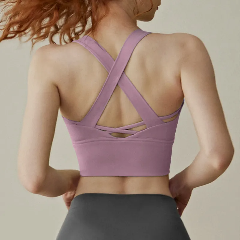 Ciri Strappy Crossback Longline Sports Bra sports top & bras Castello Clothing Line