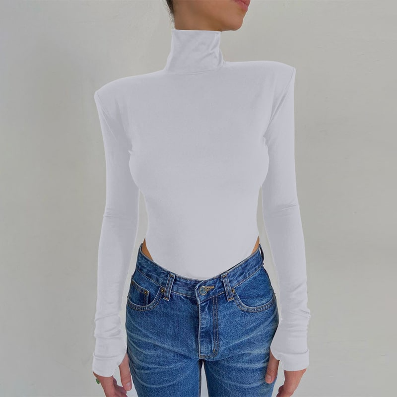 Bold Elegance High Neck Open Back Bodysuit Castello Clothing Line