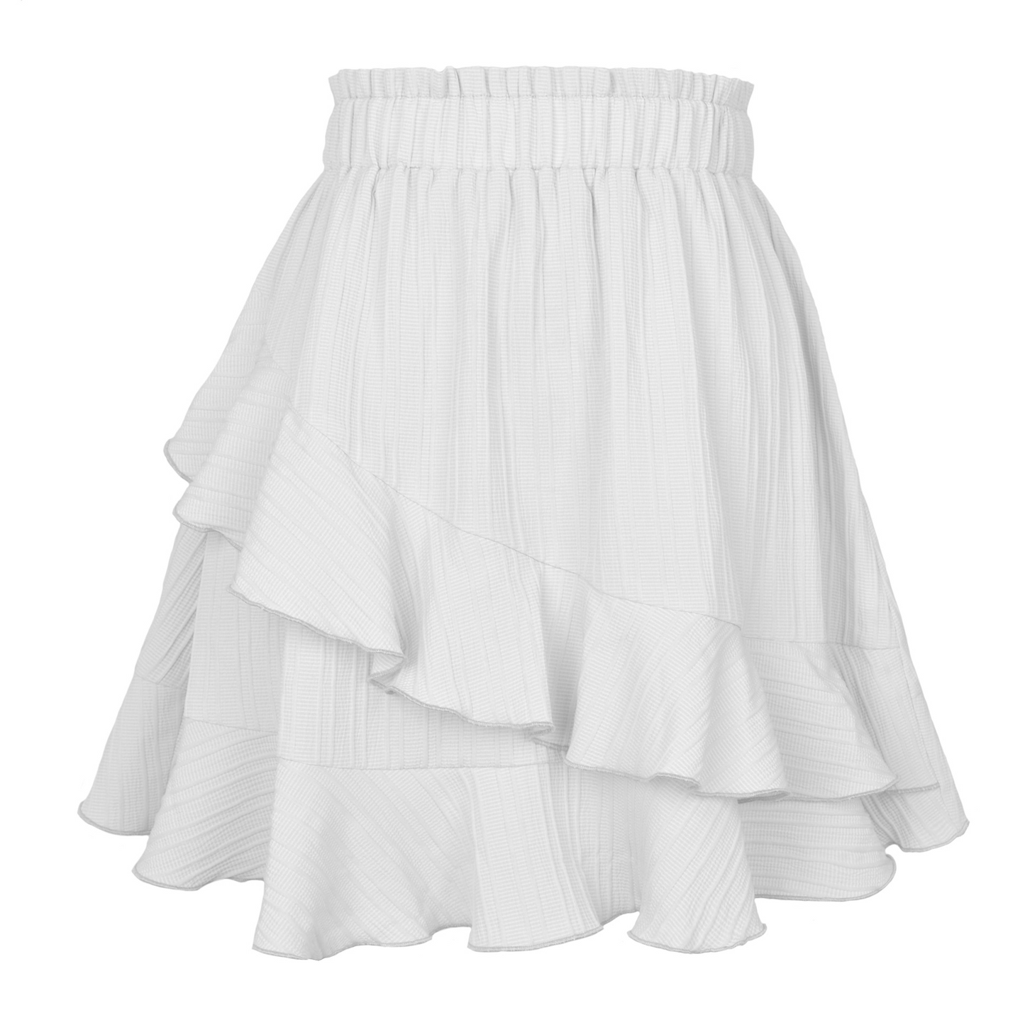 Layered Ruffle Flare Skirt - High Waist, Loose Fit, Polyester/Spandex Castello Clothing Line