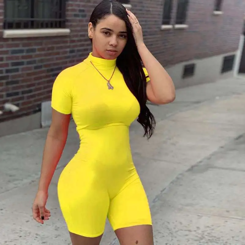Sleek Siren High-Neck Zip-Back Bodycon Romper Castello Clothing Line