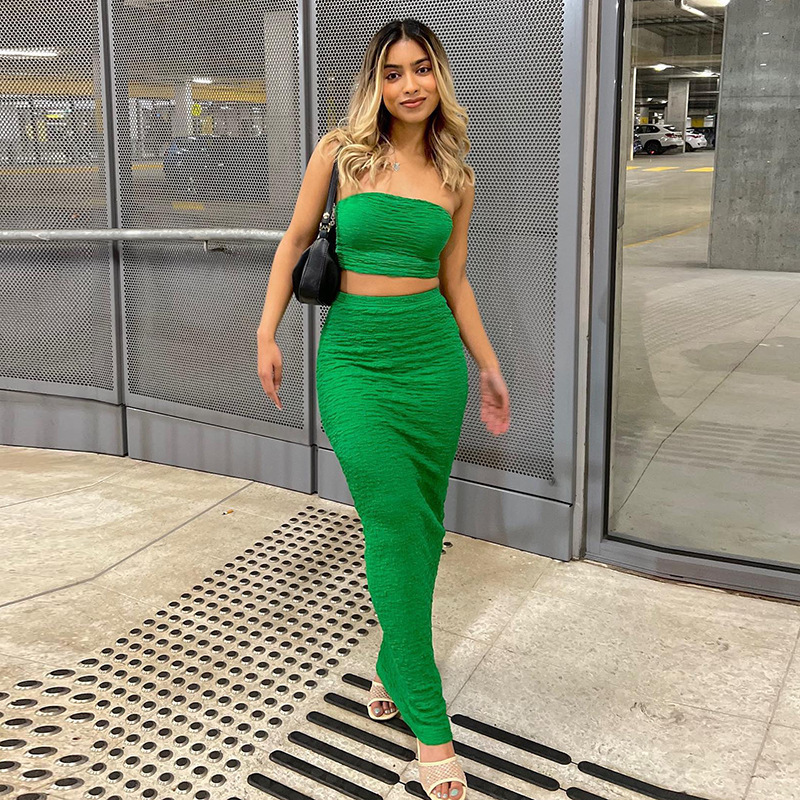 Bandeau Tube Top & Long Skirt Set Castello Clothing Line