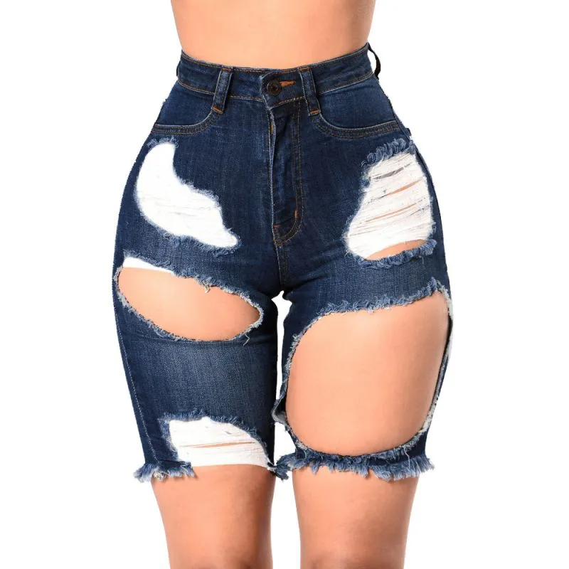 Tempest High-Waist Cutout Denim Biker Shorts Castello Clothing Line