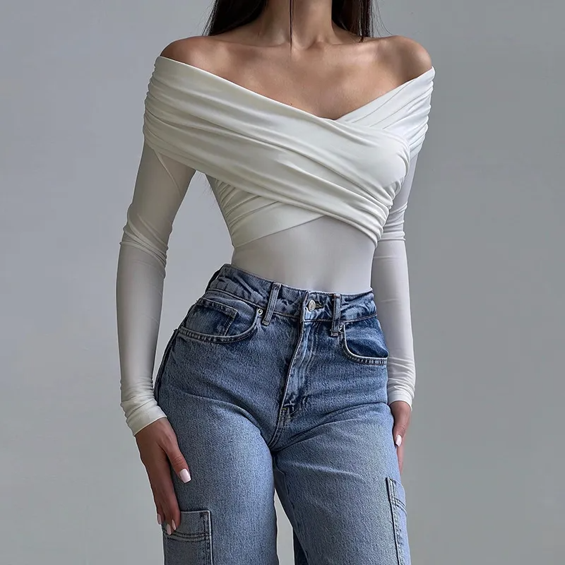 Vixen Off-Shoulder Long Sleeve Bodysuit Castello Clothing Line