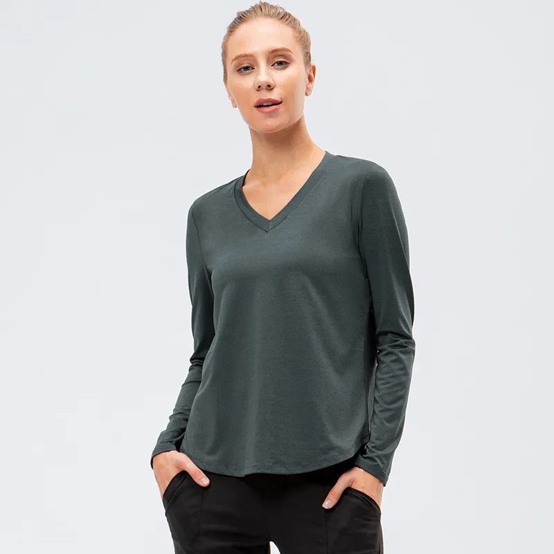 Nell Long Sleeve Lightweight V-Neck Top workout tops and t-shirts Castello Clothing Line