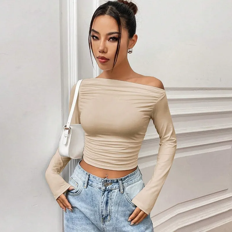 Simply Tempting Off-Shoulder Long Sleeve Top Castello Clothing Line