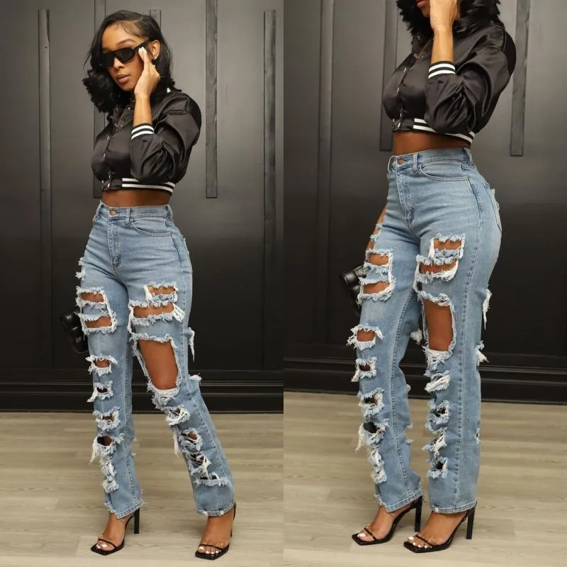 High Waist Ripped Jeans Castello Clothing Line