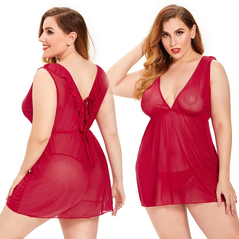 Plus Size Sheer V Neck Nightie Castello Clothing Line