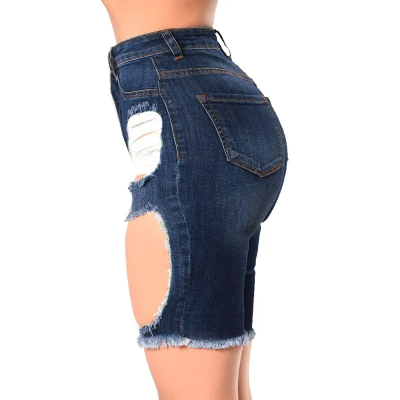 Tempest High-Waist Cutout Denim Biker Shorts Castello Clothing Line