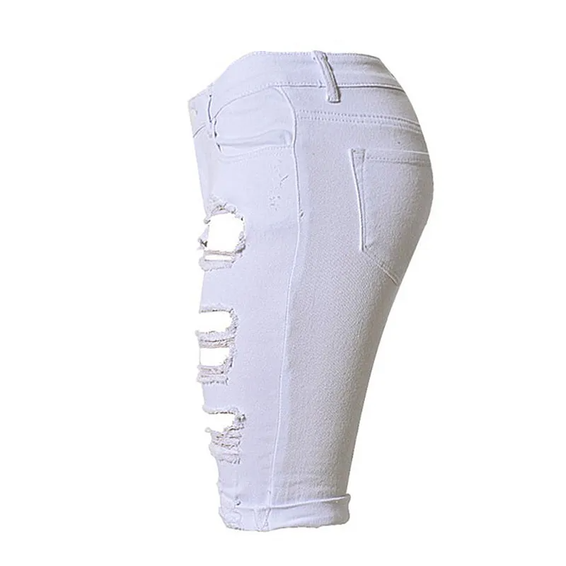 VibeRush High-Rise Distressed Denim Bermuda Shorts Castello Clothing Line