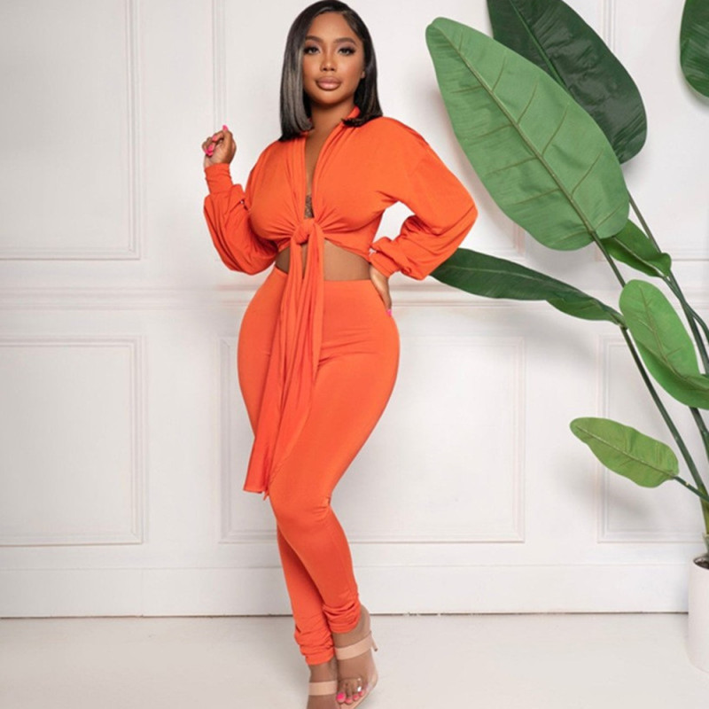 Long Sleeve Top and Slim Pants Set Castello Clothing Line