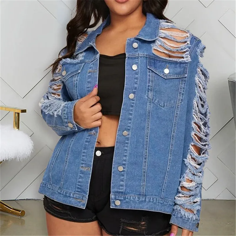 Revolt Vintage Slim Fit Distressed Plus Size Denim Jacket Castello Clothing Line