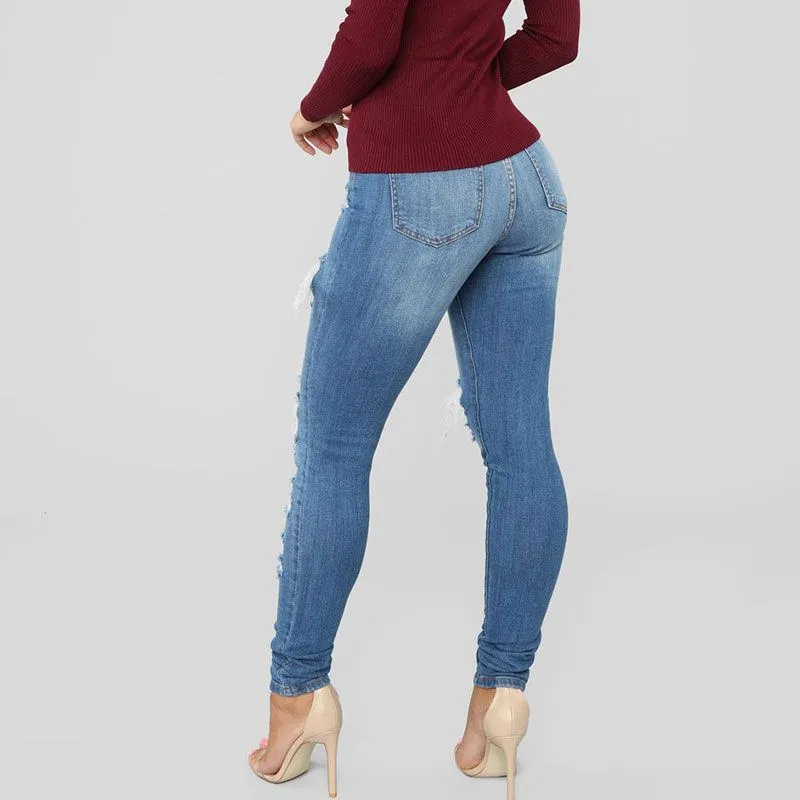 High Waist Ripped Skinny Jeans Castello Clothing Line