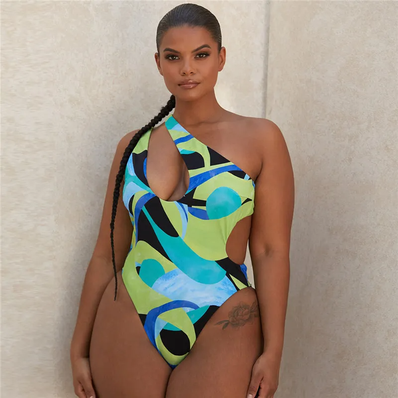 Printed High Cut One Piece Swimsuit Castello Clothing Line