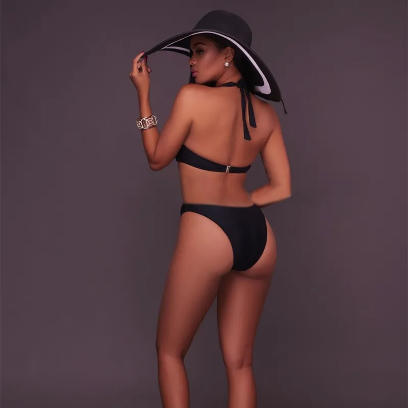 Mesh Halter Neck Cutout One Piece Swimsuit Castello Clothing Line
