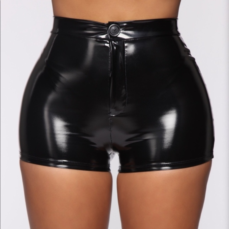 GlamGloss High Waist Faux Leather Hot Pants Castello Clothing Line